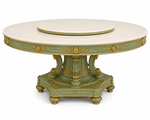 Roman Inspired Hand Carved <b>Dining</b> Room Furniture Round <b>Dining</b> <b>Table</b> <b>Chairs</b> Set European Style <b>Dining</b> Furniture in Solid Teak - Product Image 3