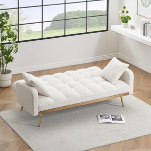 69-Inch Beige Adjustable for Teddy <b>Sofa</b> Bed for <b>Small</b> Space for Living Room and <b>Bedroom</b> - Product Image 2