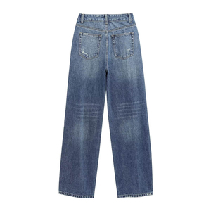 Jean en denim pour homme, coupe droite, taille mi-haute, respirant, léger, séchage rapide, délavage à la pierre, printemps-hiver - Product Image 2