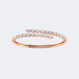 Bracelet manchette en or 5.20CTW avec diamants de laboratoire taille brillant multi-formes, émeraudes et ovales, sertis à griffes, couleur VVS VS DEF, bijoux - Product Image 2