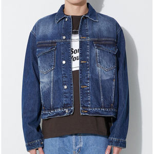 Jacket for man 100% Wholesale Winter Denim Jacket Unisex Stand Collar Warm <b>Liner</b> <b>Fleece</b> Waterproof Breathable OEM Design Service - Product Image 1