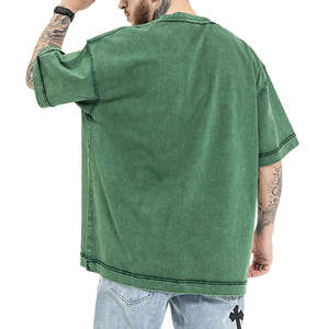 Camiseta Oversize de Algodón 100% de 300GSM para Hombre, Estilo Hip Hop, Corte Holgado, Cuello Redondo, Lavado Ácido, Impresión DTG Personalizada, Anti-Pilling, Manga Corta - Product Image 4