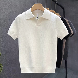 Custom Men's Summer Short Sleeve Knit <b>T</b> <b>Shirt</b> With Scissors <b>Collar</b> Cool Anti-wrinkle Anti-pilling <b>T</b>-<b>shirt</b> - Product Image 4