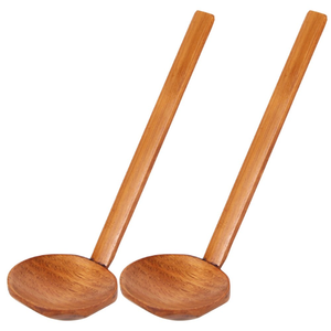 Ensemble de 4 louches en bois naturel écologiques - Ustensiles de cuisine durables, légers, compatibles micro-ondes et four, pour cuisiner et servir - Product Image 5