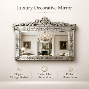 Elegante Espejo Barroco Veneciano de Estilo Antiguo |   Espejo de Pared Decorativo de Vidrio de Lujo para Sala de Estar, Dormitorio e Interiores de Hotel - Product Image 2