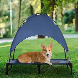 Lettino Portatile per Cani Blu Scuro da 36 Pollici con Tettuccio Parasole Anti-UV, Letto Rialzato per Animali Domestici, Arredo Elegante per Cuccioli - Product Image 2