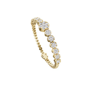 Bracelet Aarinya pour femme en or 9 carats avec diamants de laboratoire à sept pierres, motif floral en forme de rosette - Product Image 1