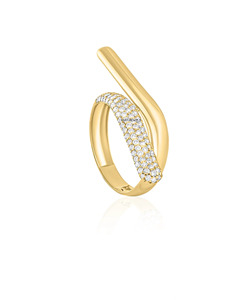 Luxury Round Pave Diamond Wrap <b>Open</b> <b>Ring</b> 10K 14K 18K Yellow Gold 925 935 Silver Modern Statement <b>Ring</b> Fine Jewelry - Product Image 4