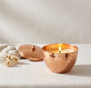 Pot à bougie personnalisé en cuivre brillant à fond incurvé pour bougies parfumées de soja de qualité supérieure, contenant métallique à prix abordable - Product Image 4