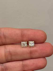 Pendientes de Diamante Cultivado en Laboratorio con Corte Princesa de 1.01CT, Oro Sólido de 14K, Joyería Delicada para Boda, Regalo para Enamorados, Estilo Moissanita - Product Image 2