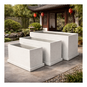 Jardinera Rectangular de Fibra de Vidrio de Lujo, Resistente a la Intemperie, Ligera, Moderna y Decorativa, Servicio OEM ODM - Product Image 1
