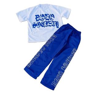 Meilleures ventes T-shirt baggy à logo imprimé personnalisé et pantalon baggy droit Ensemble d'été tendance pour hommes - Product Image 1