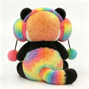 Peluche de panda rojo arcoíris personalizado, peluche de panda rojo teñido, peluche de panda rojo sentado, peluche de panda rojo multicolor - Product Image 2