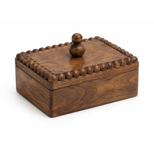 Mango Wood Bobbin Lid <b>Trinket</b> <b>Box</b> Wholesale | Handcrafted Walnut Brown - Product Image 1