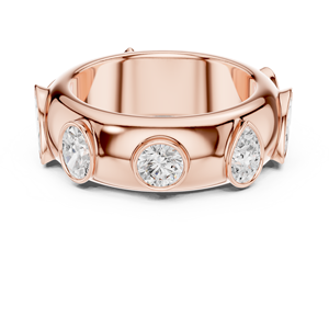 Rose Gold Bezel <b>Set</b> Multi Stone Wide Band <b>Ring</b> <b>for</b> <b>Women</b> Luxury Statement Wedding Anniversary Fashion Jewelry - Product Image 2