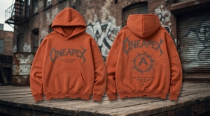 Custom Rust <b>Orange</b> Washed Fleece <b>Hoodie</b> <b>Men's</b> Oversized Distressed Streetwear Pullover Sweatshirt Graphic <b>Hoodie</b> - Product Image 2