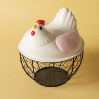 ES02 Vente en gros de contenants de rangement pour œufs, panier à poulet créatif, plateau porte-ail avec couvercle et poignées, décoration d'intérieur