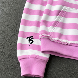 Sudadera con capucha de punto para hombre, estilo vintage, lavado ácido, oversize, con dos cremalleras, para otoño, moderna, con cremallera y rayas. - Product Image 5