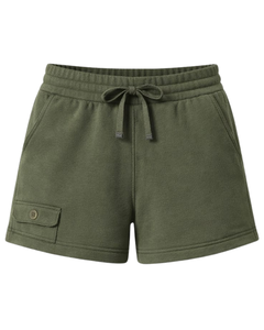 Custom Olive Green Women Sweat Shorts Cotton Fleece Elastic Waist <b>Drawstring</b> Gym Casual Summer Shorts OEM Manufacturer Supplier - Product Image 1