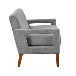 Divano Moderno a 1 Posto per Soggiorno, Rivestimento in Ciniglia Grigia con Molle Insacchettate e Gambe in Legno Massello - Product Image 3