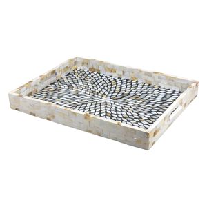 Luxury Handmade Mother Of Pearl Serving Tray With Elegant <b>Mosaic</b> Inlay For Premium Dining And Decorative Display - Product Image 6
