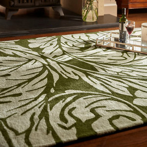 Aara Living 020902 Modern Solid Color Rectangle Green <b>White</b> Wool/Silk Tufted Non-Slip Living Room Area <b>Rug</b> Medium Pile Cotton - Product Image 1