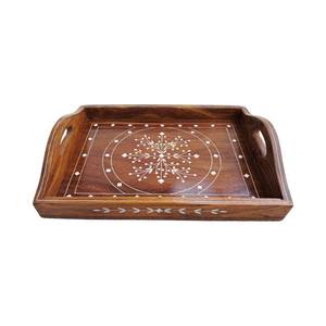 Bone Inlay Tray – Wooden Serving Tray handmade wooden serving tray wooden utility tray - Product Image 1