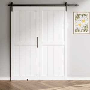 Porte da fienile scorrevoli in legno massello con Kit di binari Hardware incluso - Product Image 1