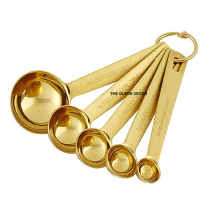 For Home Kitchen Restaurant Use Export Quality Sustainable Feature Round Shaped Gold Platted <b>Measuring</b> <b>Spoon</b> Set - Product Image 4