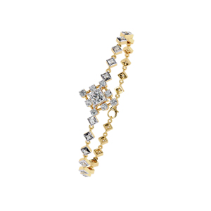 Luxury 18K <b>Solid</b> Gold Princess Cut Diamond Tennis <b>Bracelet</b> Women's Geometric Wedding Jewelry - Product Image 1