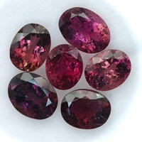 Pierre précieuse naturelle authentique en tourmaline, 6 pièces, pierres lâches de 6 à 10 mm, couleur rose, taille ovale facettée pour la création de bijoux, vente en gros