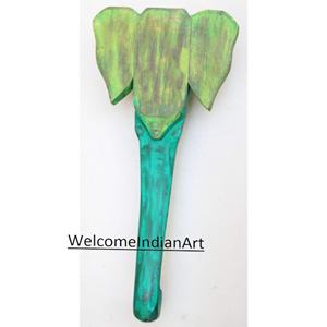 Escultura de cabeza de elefante de madera pintada vintage modelo 1 - Product Image 3