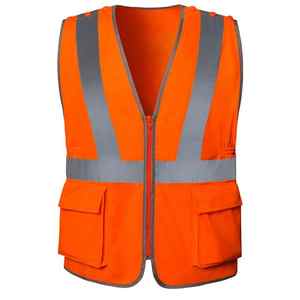 Gilet de sécurité réfléchissant haute visibilité pour hommes, sans manches, en maille, avec sangle logo et bande colorée, léger, pour la route et la construction - Product Image 2