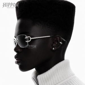 Mens Stainless Steel Moissanite Iced Rimless Square <b>Sunglasses</b> Luxury Fashion Statement Eyewear Designer Streetwear Accessory - Product Image 3