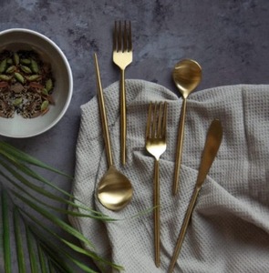 Minimalist Flatware <b>Set</b> Rose Gold Metal Cutlery Dishwasher Safe Wedding Tableware <b>Spoon</b> <b>Fork</b> <b>Knife</b> <b>Set</b> - Product Image 5