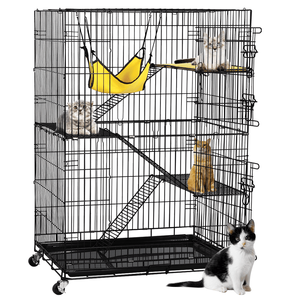 Gabbia per gatti nera a 4 livelli con gabbia per animali domestici Premium amaca - Product Image 1