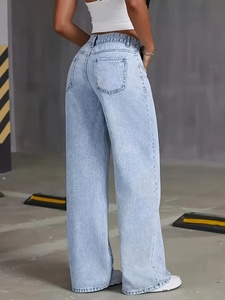 Women's Light Wash High Waisted Wide Leg Jeans Baggy Loose Fit Denim Pants Vintage Y2K Streetwear Casual Trousers - Product Image 4