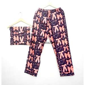 Ensemble de pyjama pour demoiselles d'honneur en coton 100% doux, respirant, à séchage rapide, imprimé floral, manches longues, taille élastique, longueur intégrale, style indien - Product Image 5