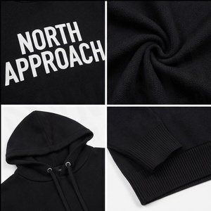 ชุดเสื้อฮู้ดผู้ชาย North Approach สีดำ ผ้าฝ้ายเฟรนช์เทอร์รี่ กางเกงจ็อกเกอร์ลำลองมีกระเป๋าหน้าและลายพิมพ์โลโก้ เหมาะสำหรับใส่ในฤดูใบไม้ร่วง - Product Image 4