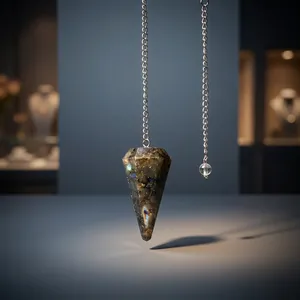 Péndulo de Cristal de Labradorita Natural con Cadena de Plata, Piedra Preciosa Facetada, Herramienta de Meditación para Feng Shui, Reiki y Equilibrio de Chakras - Product Image 3