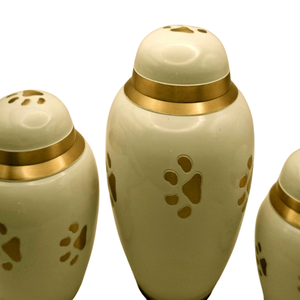 Urna Funeraria de Cerámica Estilo Americano Premium con Huella de Pata y Anillo Dorado, Elegante Contenedor de Cenizas para Perros y Gatos - Product Image 6