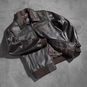 Chaqueta Blusón de Cuero Genuino Marrón Oscuro Premium para Hombre - Prenda Exterior Informal de Piel de Oveja Suave con Puños Acanalados y Cuello Camisero - Product Image 6