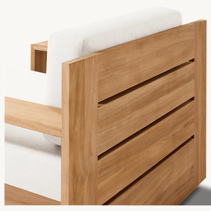 Chaise longue moderne de haute qualité en teck avec accoudoirs, lit de piscine extérieur, mobilier de parc, de resort, d'hôtel, de villa, style minimaliste - Product Image 4