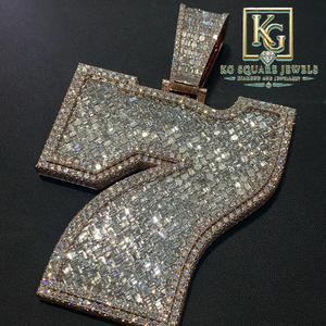 Colgante de Moissanita con Letra Personalizada, Estilo Hip Hop, Chapado en Oro, Plata 925, Joyería con Microincrustaciones para Hombre y Mujer - Product Image 1