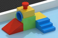 Parque Infantil Interior con Tobogán y Bloques Suaves para Niños, Plástico Multicolor, Uso Comercial, 1200x600, 100-500kg