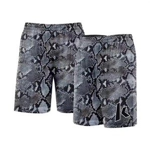 Short de bain pour homme en polyester, coupe classique, imprimé, avec cordon de serrage, bordure contrastée, tissé, respirant - Product Image 6