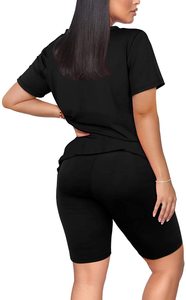 Ensemble deux pièces décontracté moderne pour femme, été, uni, 100 % coton, écologique, respirant, avec fermeture éclair, col montant, élégant, confortable, léger - Product Image 5