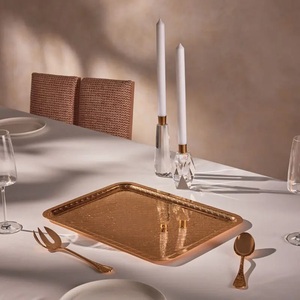 Most Popular Elegant Hammered Texture Copper Serving Tray Rectangular Shape For Dining <b>Table</b> Juice Glass Serving tray - Product Image 3