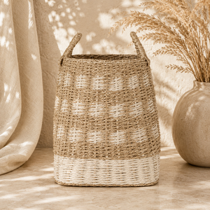 Luxury Quality Set of 3 Tall Natural Woven Seagrass <b>Storage</b> <b>Baskets</b> with Bin Handles for Home Laundry <b>Toy</b> Organizer - Product Image 5