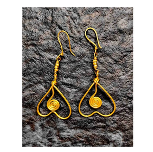 Boucles d'oreilles pendantes classiques en spirale de fil de laiton faites à la main, à prix abordable, pour mariage personnalisé, fête, ensemble de boucles d'oreilles manchette tendance - Product Image 3
